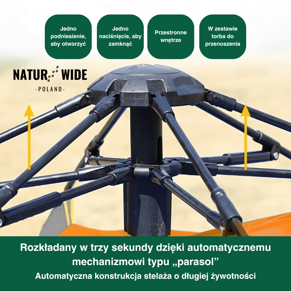 Namiot outdoor Naturwide – automatyczne rozkładanie w 3 sekundy