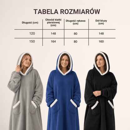 Oversized Bluza-Koc Flanelowa – Nosza Koc z Rękawami i Kapturem