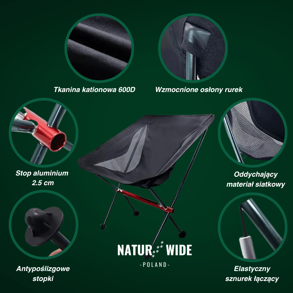 Naturwide składane krzesło kempingowe Pro – ultralekkie