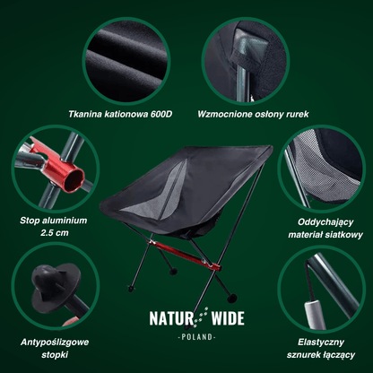 Naturwide składane krzesło kempingowe Pro – ultralekkie