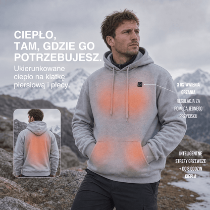Podgrzewany Hoodie USB – Unisex Hoodie z Zamkiem