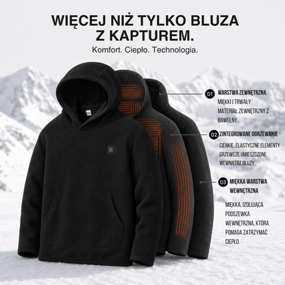Podgrzewany Hoodie USB – Unisex Hoodie z Zamkiem