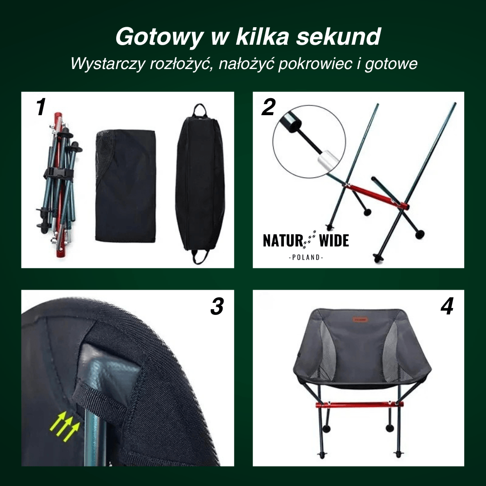 Naturwide składane krzesło kempingowe Pro – ultralekkie