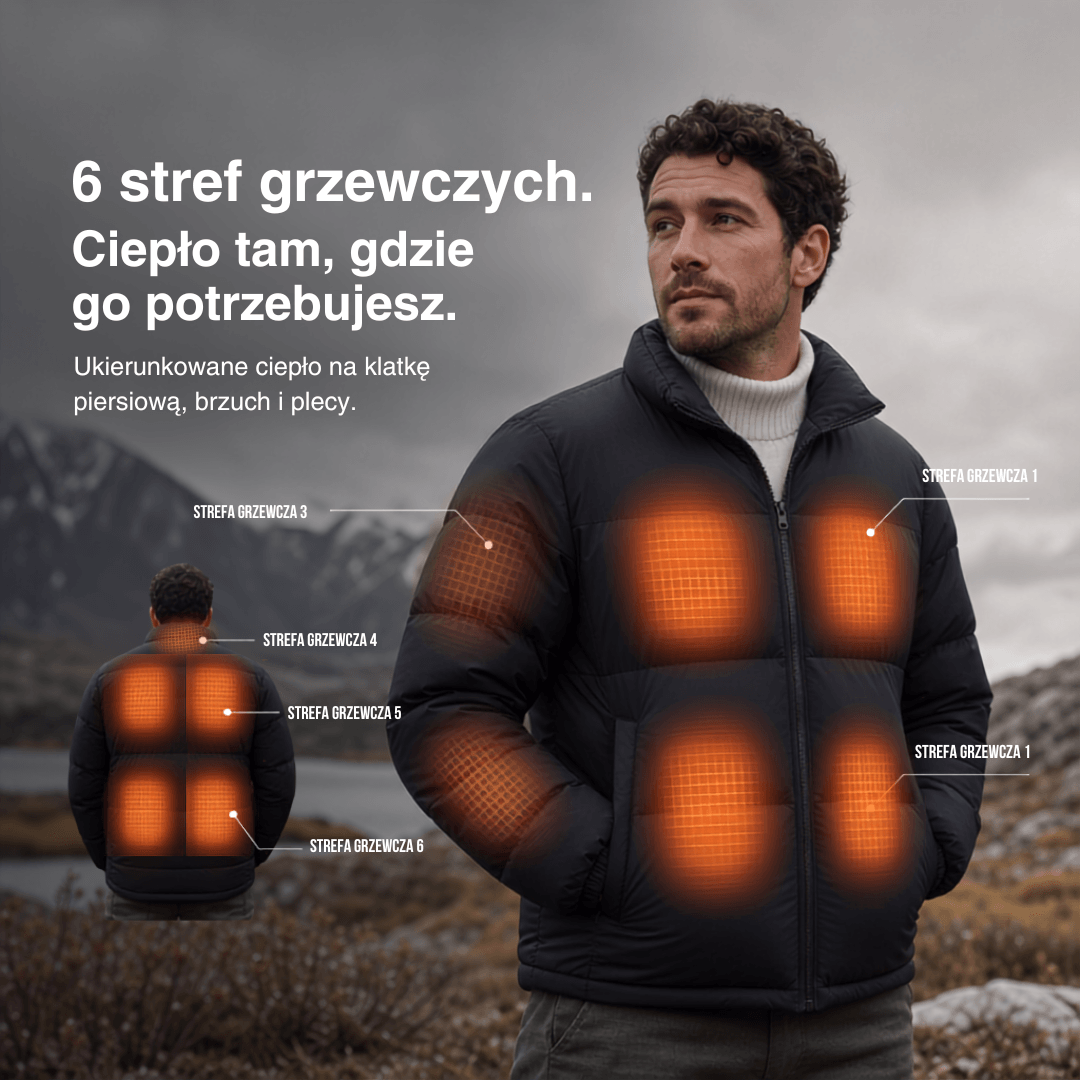 Beheizte zimowa kurtka – 6 stref grzewczych, wodoodporna i ekstra ciepła dla kobiet i mężczyzn