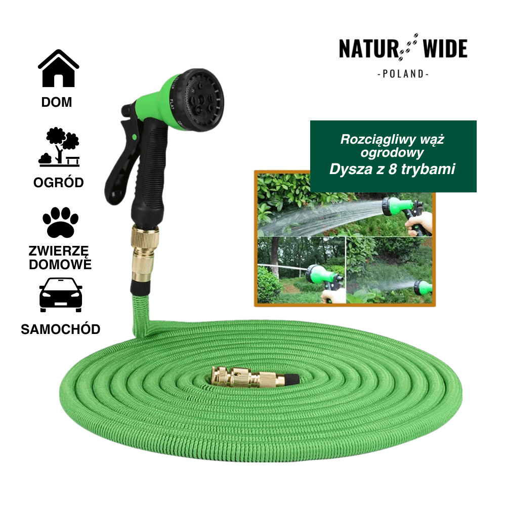 AquaFlex Pro – elastyczny wąż ogrodowy z 8 funkcjami natrysku