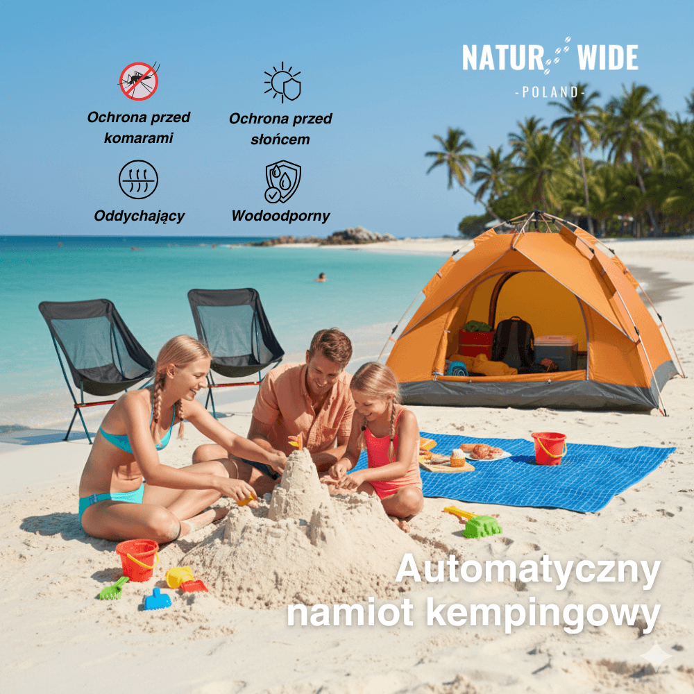 Namiot outdoor Naturwide – automatyczne rozkładanie w 3 sekundy