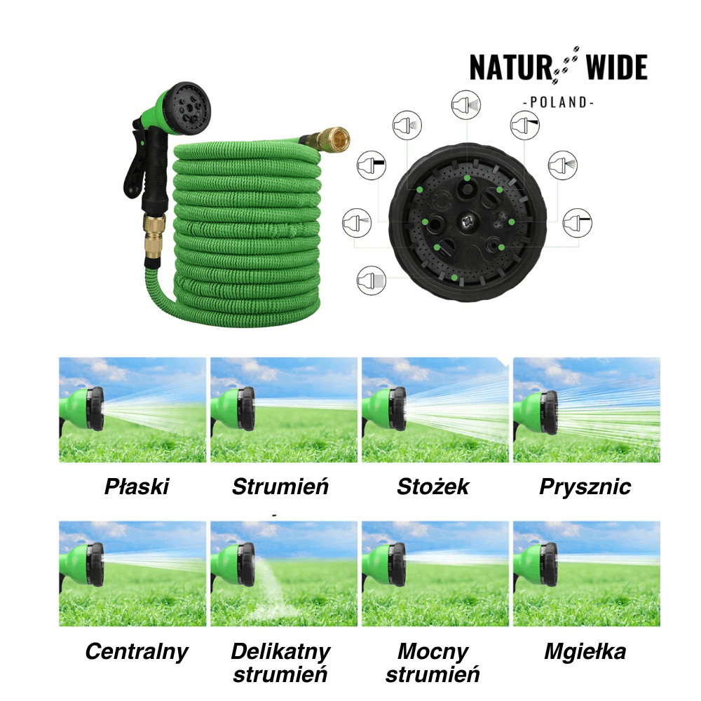 AquaFlex Pro – elastyczny wąż ogrodowy z 8 funkcjami natrysku