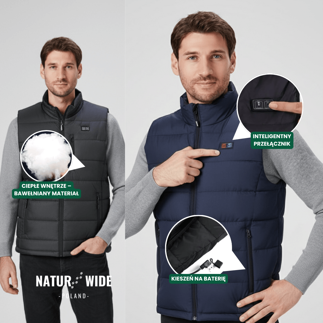 Kamizelka ogrzewająca z 9 strefami – ładowana przez USB i wodoodporna