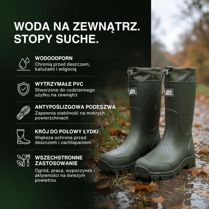 Uniwersalne wodoodporne buty outdoor – antypoślizgowe z trwałego PVC
