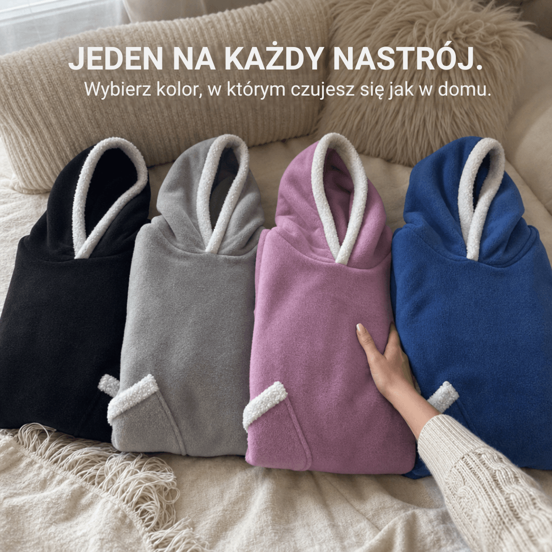 Oversized Bluza-Koc Flanelowa – Nosza Koc z Rękawami i Kapturem