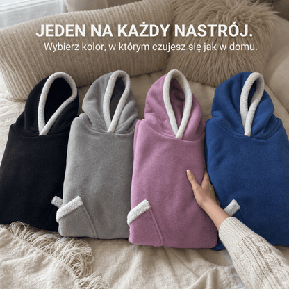 Oversized Bluza-Koc Flanelowa – Nosza Koc z Rękawami i Kapturem