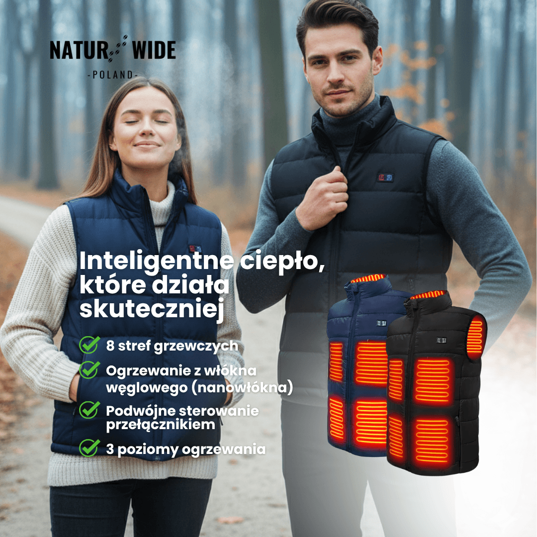 Kamizelka ogrzewająca z 9 strefami – ładowana przez USB i wodoodporna