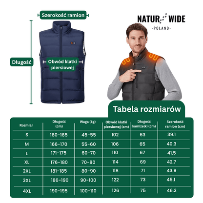 Kamizelka ogrzewająca z 9 strefami – ładowana przez USB i wodoodporna