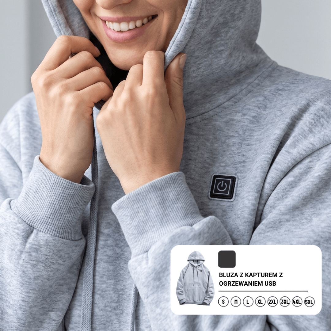 Podgrzewany Hoodie USB – Unisex Hoodie z Zamkiem