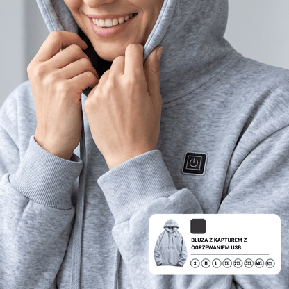 Podgrzewany Hoodie USB – Unisex Hoodie z Zamkiem