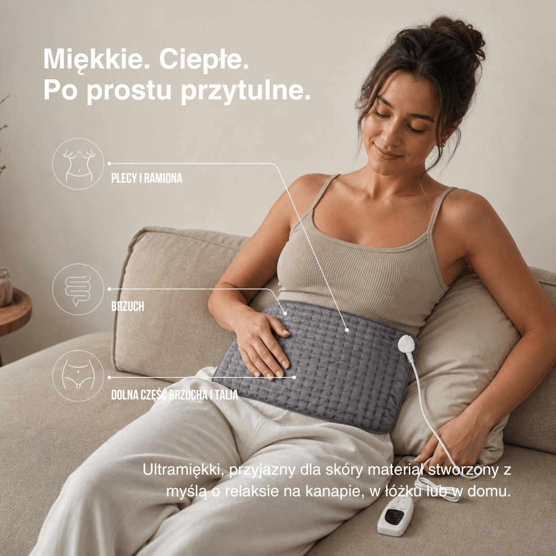 Elektryczny Koc Grzewczy – Podkładka Grzewcza na Plecy, Brzuch i Nogi z 6 Poziomami Temperatury