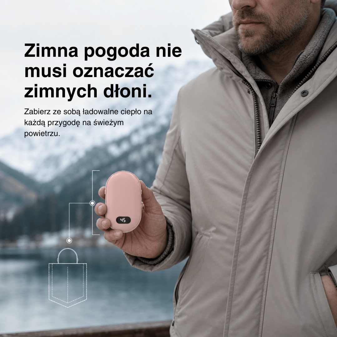 Podwójny Ogrzewacz Rąk – Ładowalny Ocieplacz do Kieszeni