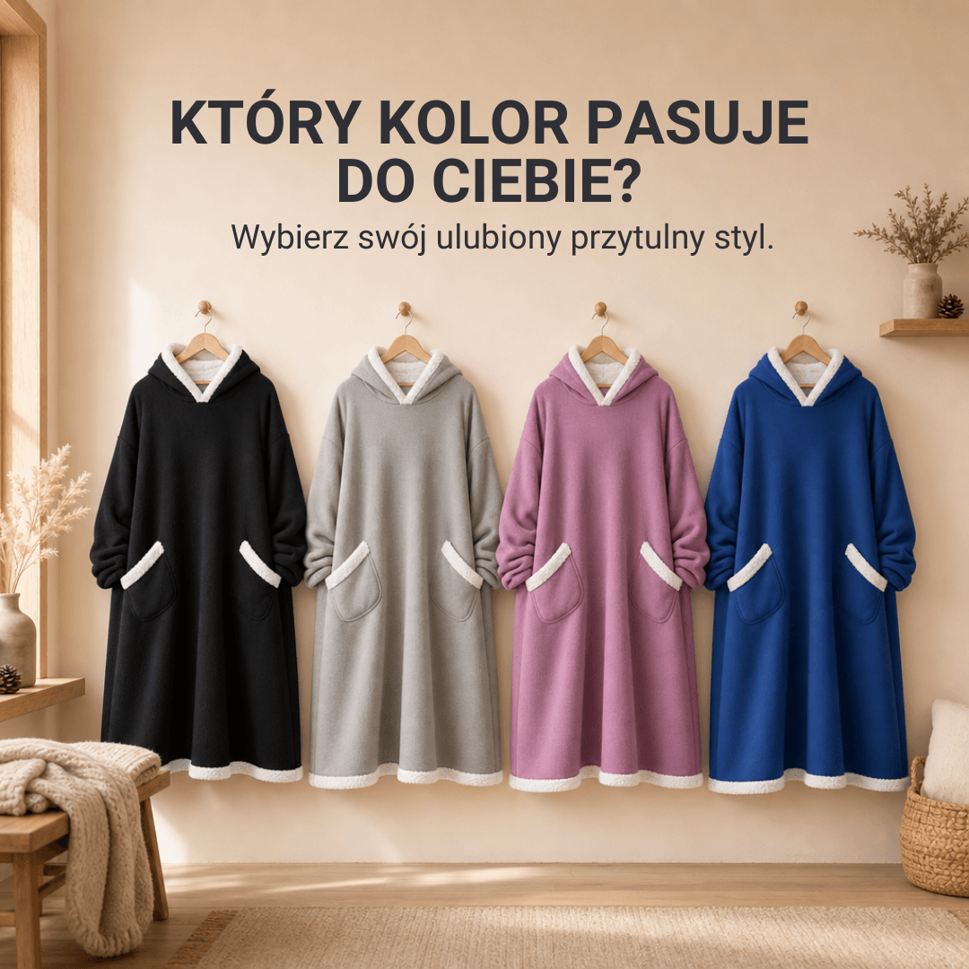 Oversized Bluza-Koc Flanelowa – Nosza Koc z Rękawami i Kapturem