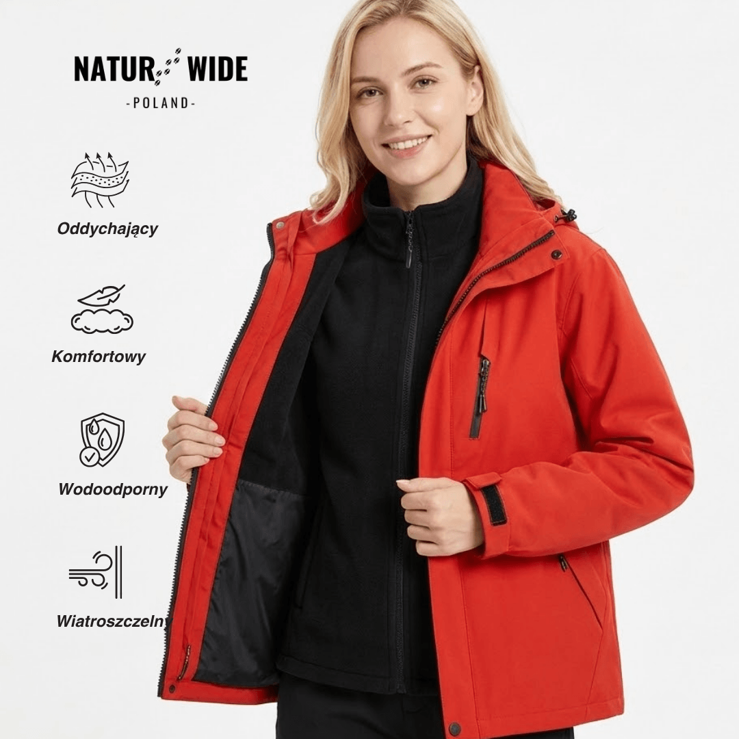 Damska wodoodporna kurtka przeciwdeszczowa 3-w-1