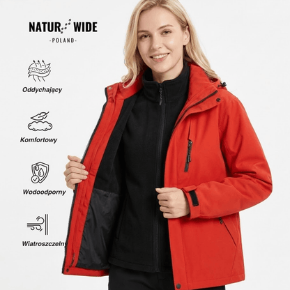 Damska wodoodporna kurtka przeciwdeszczowa 3-w-1