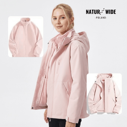 Damska wodoodporna kurtka przeciwdeszczowa 3-w-1