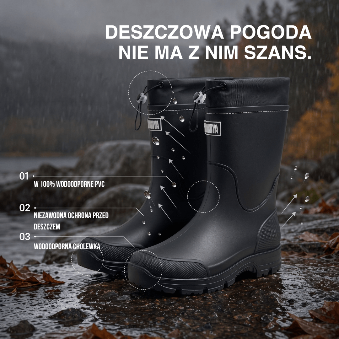 Uniwersalne wodoodporne buty outdoor – antypoślizgowe z trwałego PVC