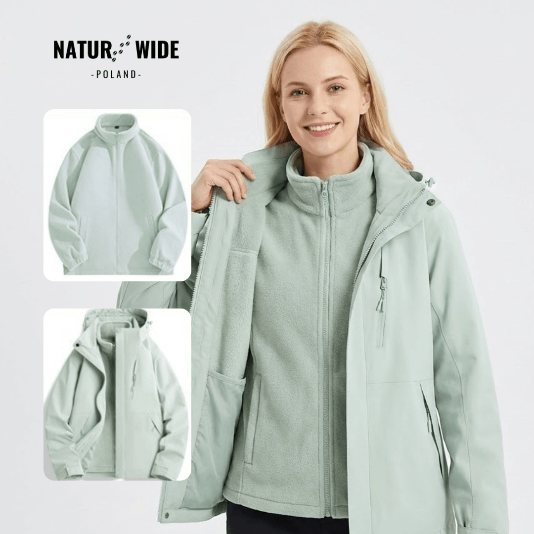 Damska wodoodporna kurtka przeciwdeszczowa 3-w-1