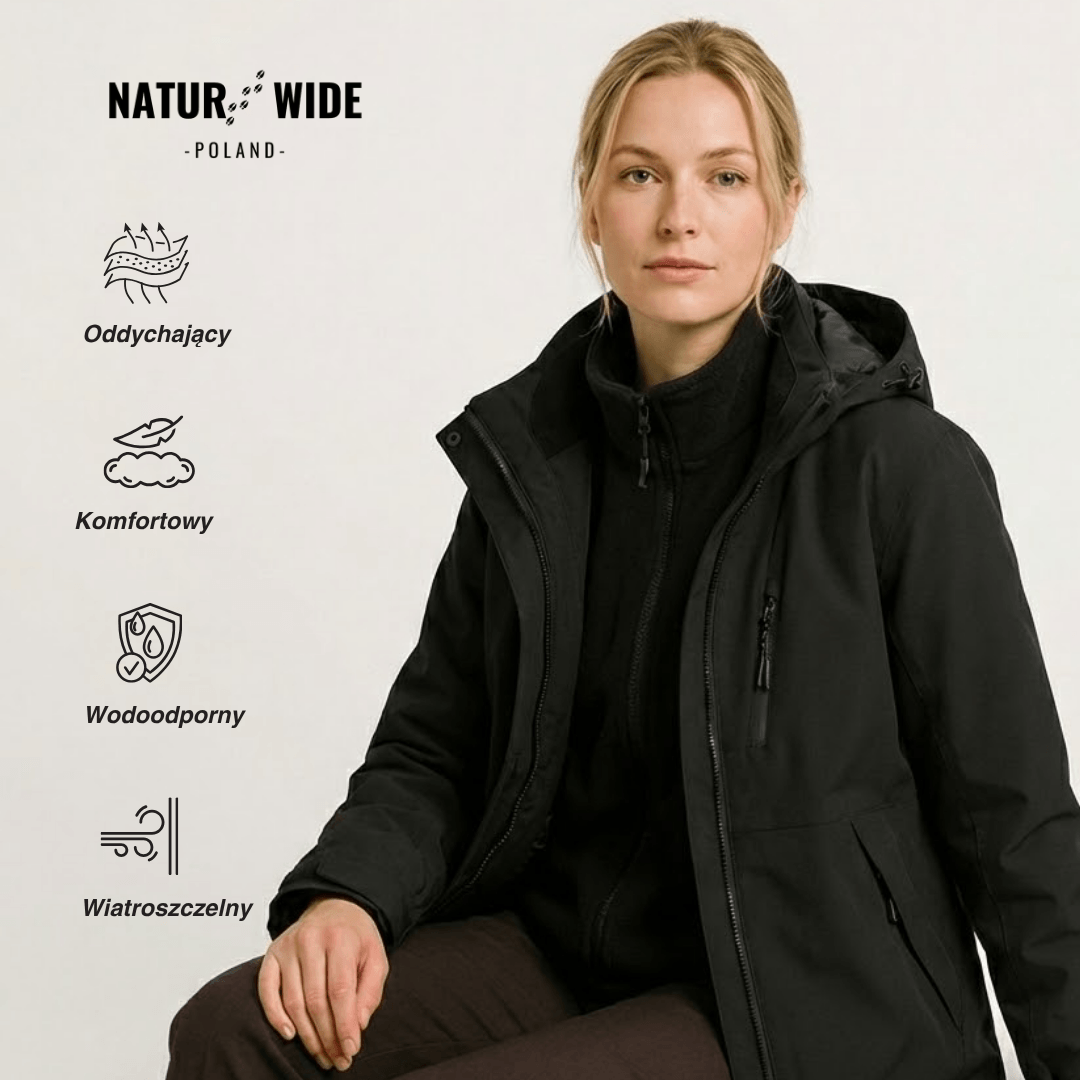 Damska wodoodporna kurtka przeciwdeszczowa 3-w-1