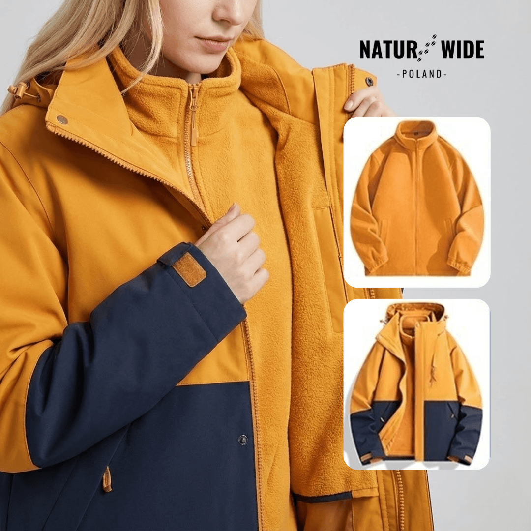 Damska wodoodporna kurtka przeciwdeszczowa 3-w-1