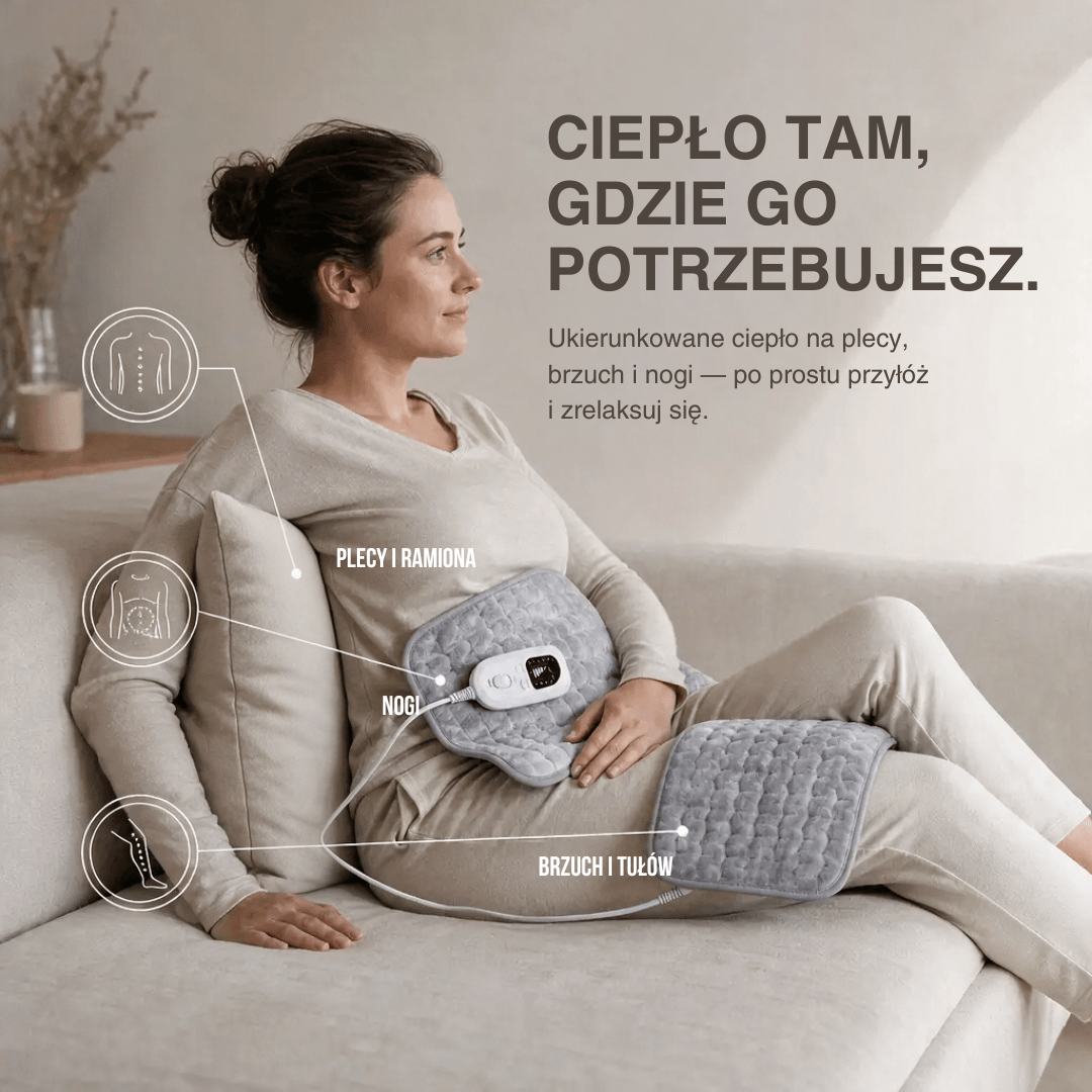 Elektryczny Koc Grzewczy – Podkładka Grzewcza na Plecy, Brzuch i Nogi z 6 Poziomami Temperatury