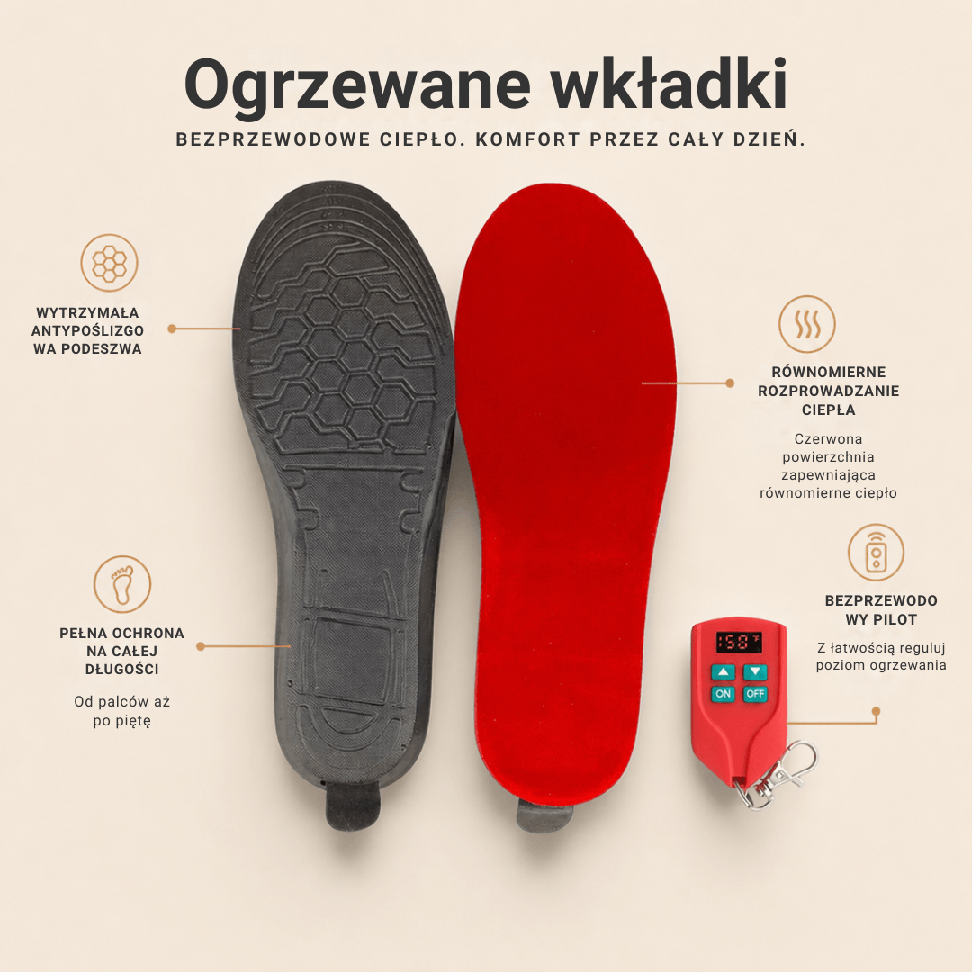 Wkładki do butów elektrycznych z podgrzewaniem, do przycięcia