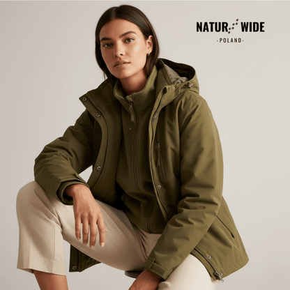 Damska wodoodporna kurtka przeciwdeszczowa 3-w-1