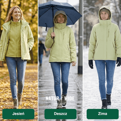 Damska wodoodporna kurtka przeciwdeszczowa 3-w-1