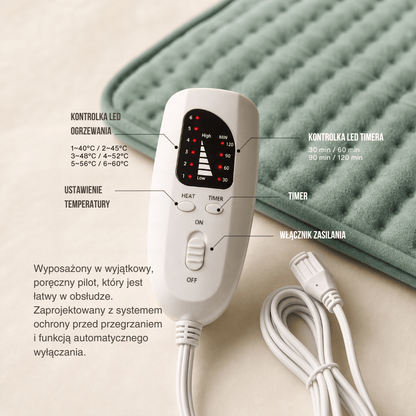 Elektryczny Koc Grzewczy – Podkładka Grzewcza na Plecy, Brzuch i Nogi z 6 Poziomami Temperatury