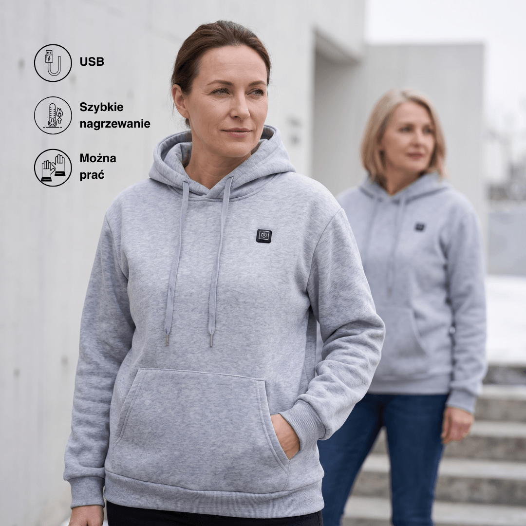 Podgrzewany Hoodie USB – Unisex Hoodie z Zamkiem