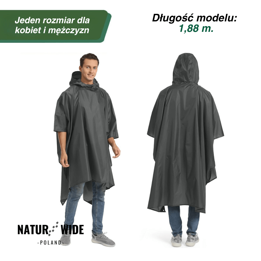 Wielofunkcyjne ponczo przeciwdeszczowe 3-w-1 – folia gruntowa i lekki namiot