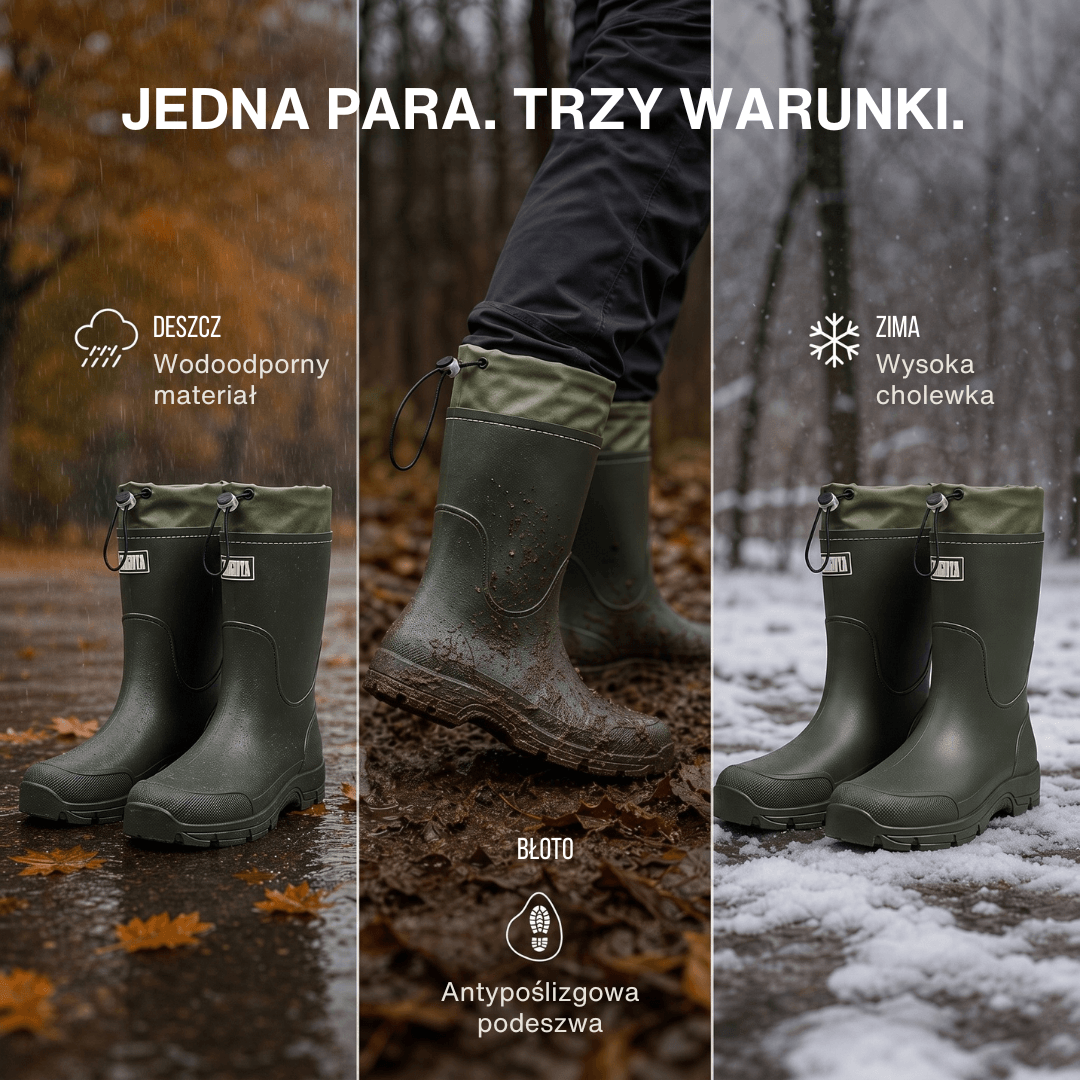 Uniwersalne wodoodporne buty outdoor – antypoślizgowe z trwałego PVC