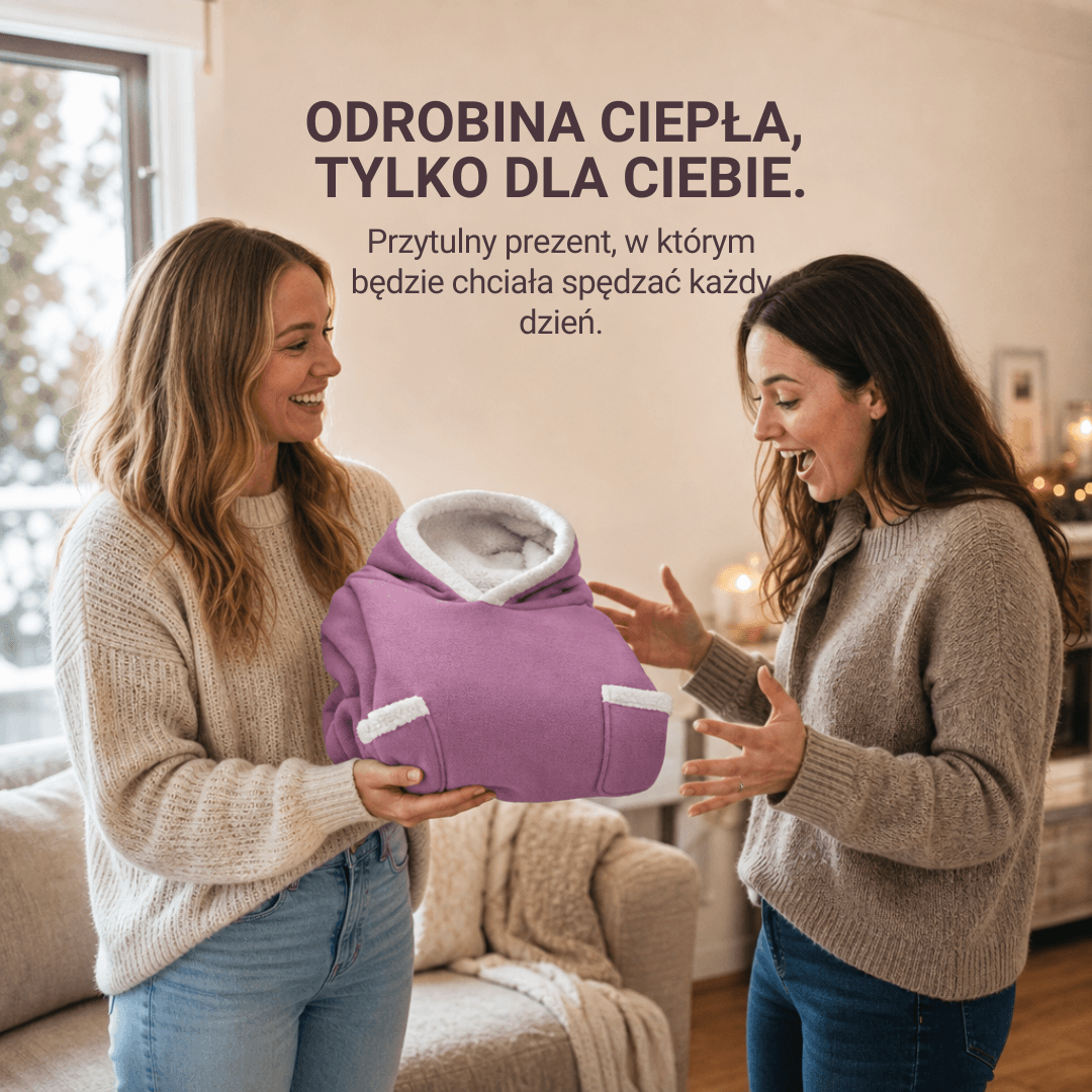 Oversized Bluza-Koc Flanelowa – Nosza Koc z Rękawami i Kapturem