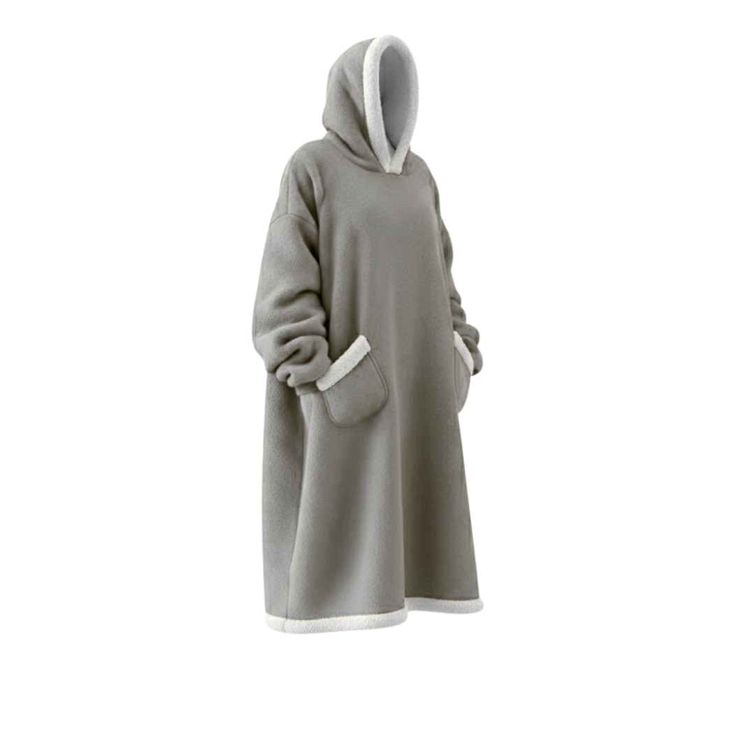 Oversized Bluza-Koc Flanelowa – Nosza Koc z Rękawami i Kapturem