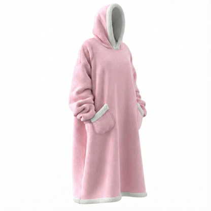 Oversized Bluza-Koc Flanelowa – Nosza Koc z Rękawami i Kapturem