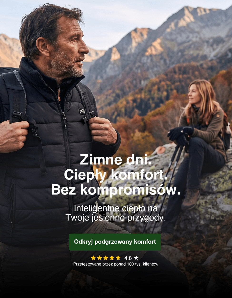 Kamizelka ogrzewana na jesiennej wędrówce